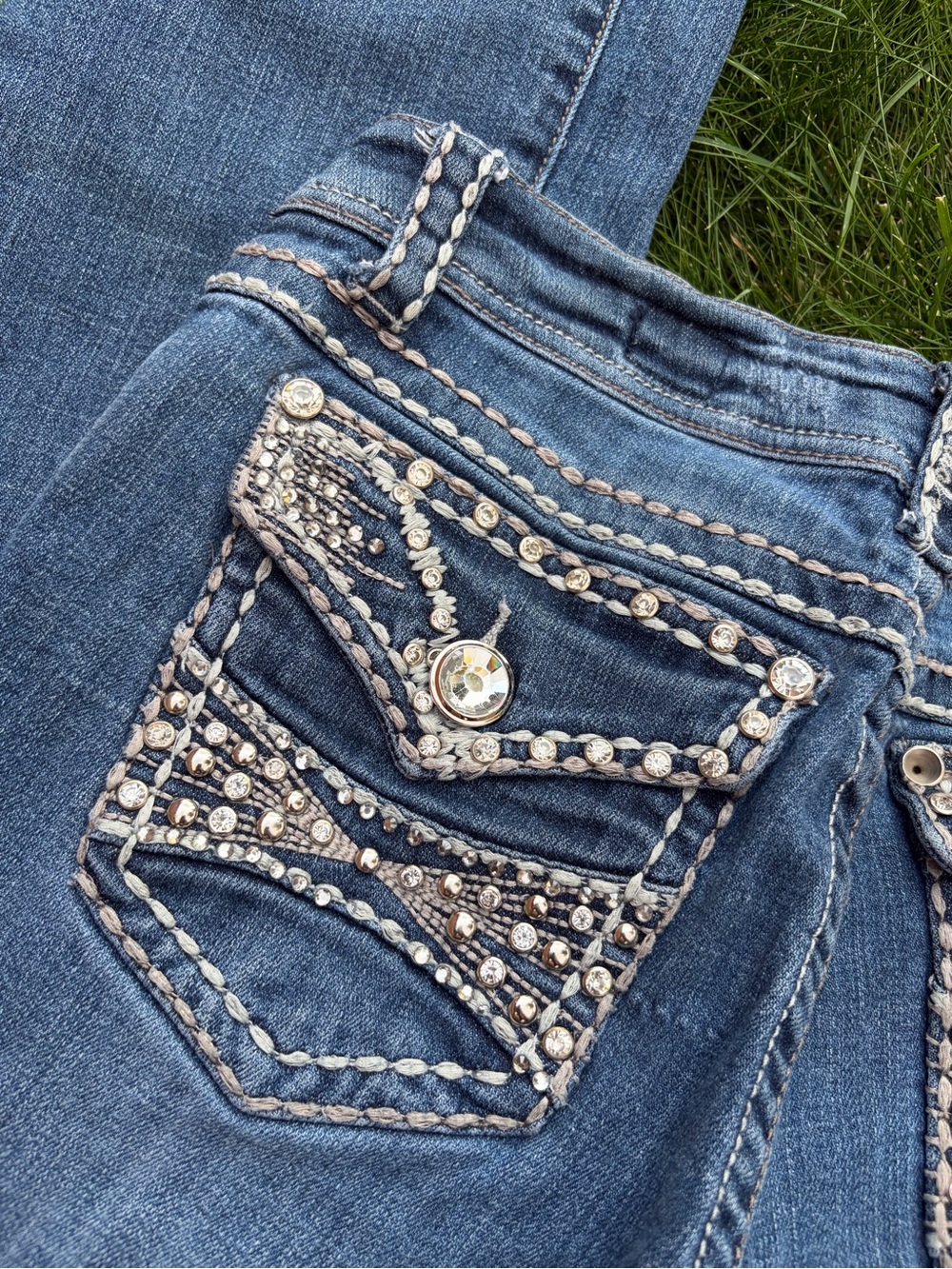 L.A. idol Women's Dark Blue Embellished Bootcut Jeans - Picture 4 of 11